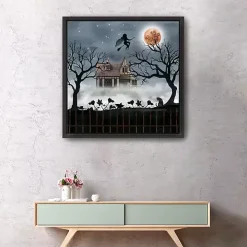 Haunted House Flying Canvas Wall Art