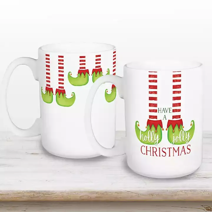 Have a Holly Jolly Christmas Elf Mugs, Set of 2