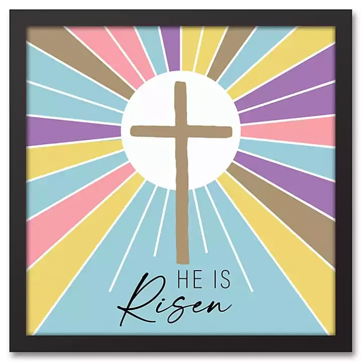 He is Risen Colorful Framed Canvas Art Print