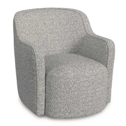 Heather Gray Boucle Swivel Barrel Accent Chair