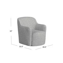 Heather Gray Boucle Swivel Barrel Accent Chair