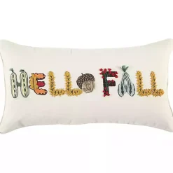 Hello Fall Embroidered Lumbar Pillow