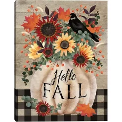 Hello Fall Pumpkin Bouquet Canvas Art Print