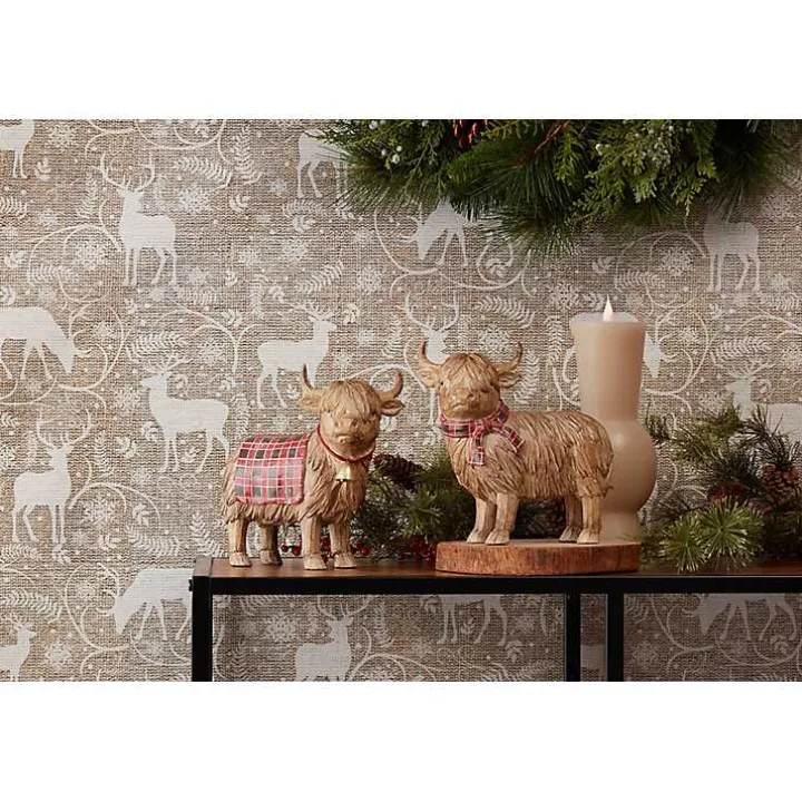 Highland Cow Christmas Figurines, Set of 2