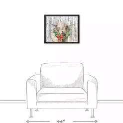 Highland Cow Wreath Black Framed Canvas Art Print