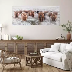 Highland Herd Wood Art Print, 45x19 in.