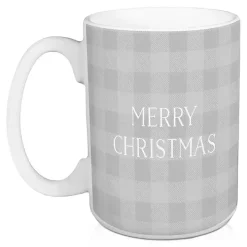 Ho Ho Ho Santa Checkered Christmas Mugs, Set of 2
