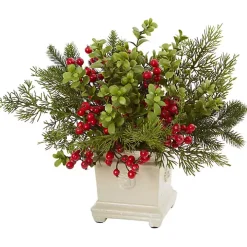 Holiday Berry Arrangement in Antique Planter