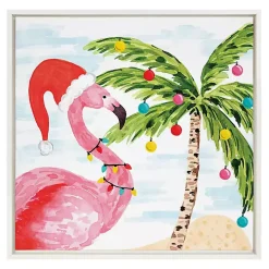 Holiday Flamingo Framed Canvas Art Print