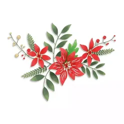 Holiday Poinsettia Floral Spray Wall Plaque