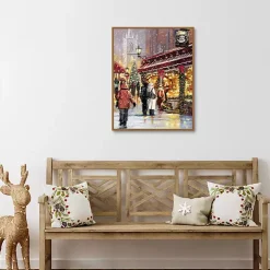 Holiday Shoppers in Snow Christmas Wall Plaque