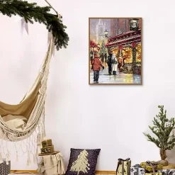 Holiday Shoppers in Snow Christmas Wall Plaque