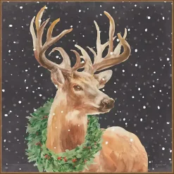 Holiday Stag Framed Canvas Art Print