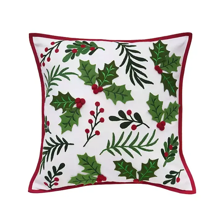 Holly Berry Christmas Pillow