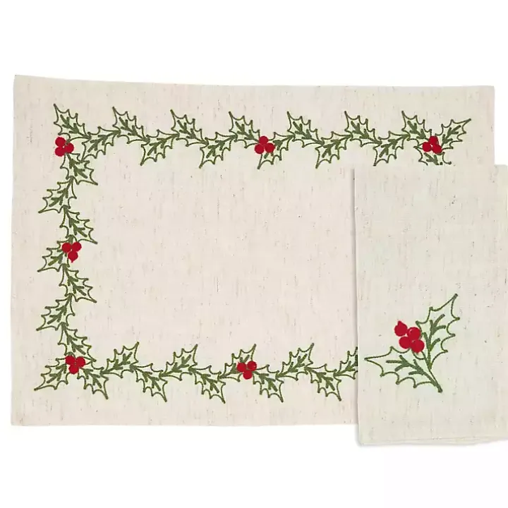 Holly Berry 8-pc. Placemat and Napkin Set