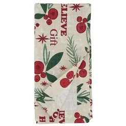 Holly Berry Typography Christmas Napkins, Set of 4