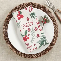 Holly Berry Typography Christmas Napkins, Set of 4