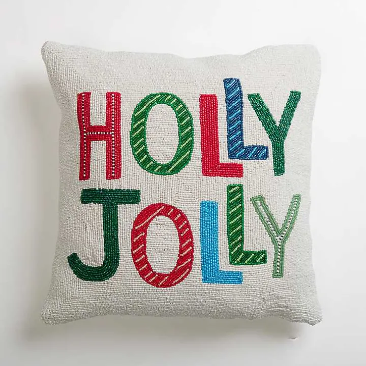 Holly Jolly Beaded Pillow