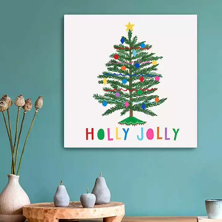Holly Jolly Christmas Tree Canvas Art Print