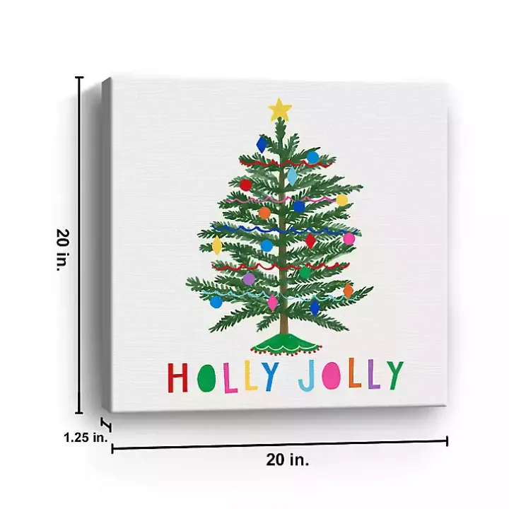 Holly Jolly Christmas Tree Canvas Art Print