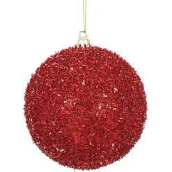 Holly Red Tinsel 4-pc. Christmas Ornament Set