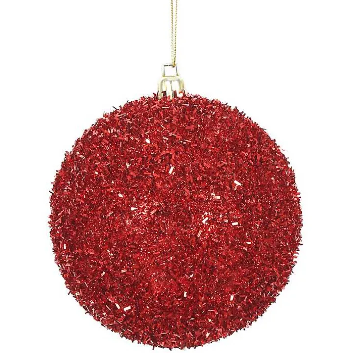 Holly Red Tinsel 4-pc. Christmas Ornament Set