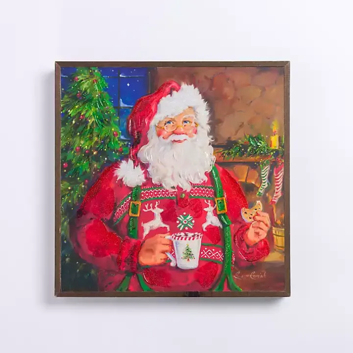 Holly Santa Cookies and Hot Cocoa Canvas Art Print