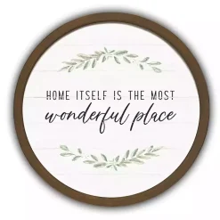 Home is Wonderful Round Brown Framed Plaque