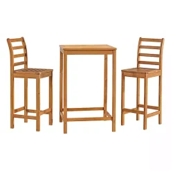 Honey Acacia Wood Bar Height 3-pc. Bistro Set