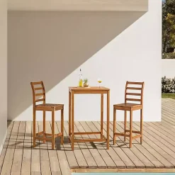 Honey Acacia Wood Bar Height 3-pc. Bistro Set