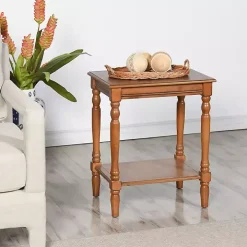 Honey Brown Wood Sybil Accent Table