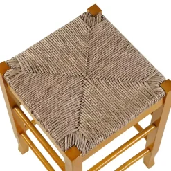 Honey Wood and Woven Rush Counter Stool