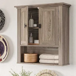 Honey Woodgrain Wall-Mounted Cabinet