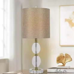 Hourglass Crystal and Gold Metal Table Lamp