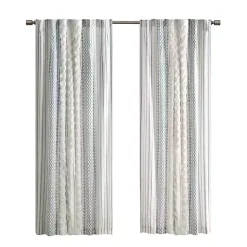 Imani Blue Chenille Stripe Curtain Panel, 84 in.