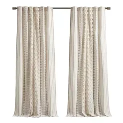 Imani Cream Chenille Stripe Curtain Panel, 95 in.