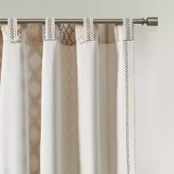 Imani Cream Chenille Stripe Curtain Panel, 95 in.