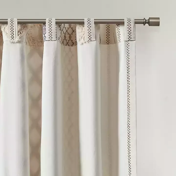 Imani Cream Chenille Stripe Curtain Panel, 95 in.