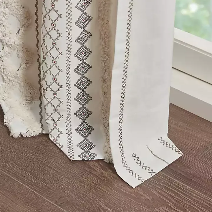 Imani Cream Chenille Stripe Curtain Panel, 95 in.