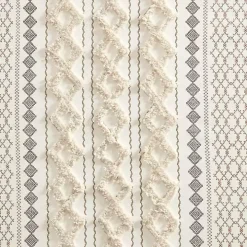 Imani Cream Chenille Stripe Curtain Panel, 95 in.