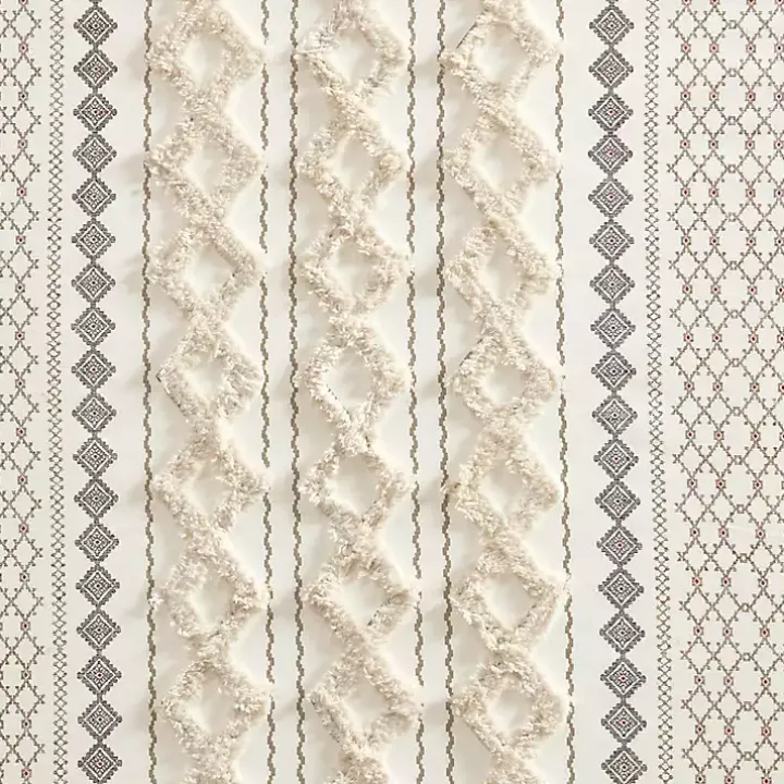 Imani Cream Chenille Stripe Curtain Panel, 95 in.
