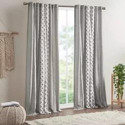 Imani Gray Chenille Stripe Curtain Panel, 84 in.