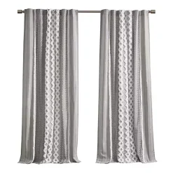 Imani Gray Chenille Stripe Curtain Panel, 84 in.