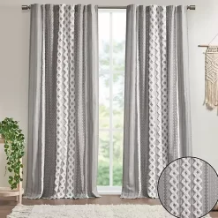 Imani Gray Chenille Stripe Curtain Panel, 84 in.