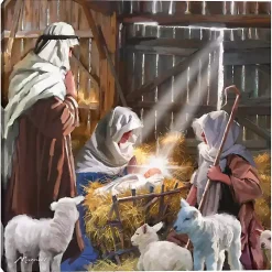 In The Manger Christmas Canvas Art Print