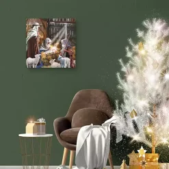 In The Manger Christmas Canvas Art Print