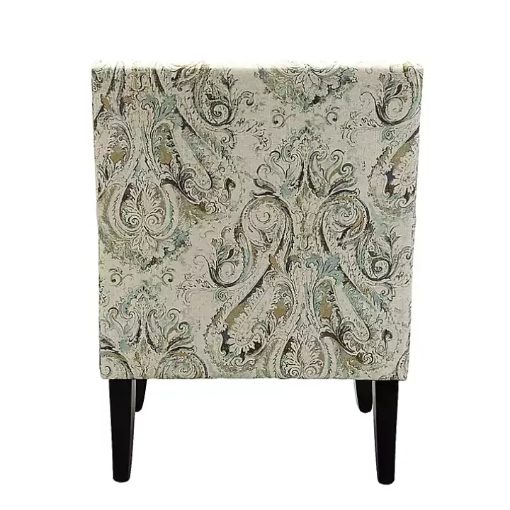 Indigo and Yellow Floral Upholstered Accent Chair