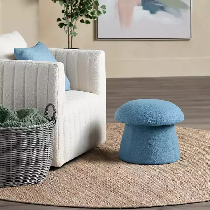 Indigo Boucle Mushroom Storage Ottoman