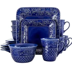 Indigo Lotus Square 16-pc. Dinnerware Set