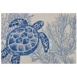 Indigo Turtle Hooked Wool Accent Rug